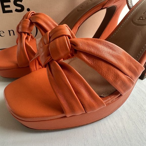 ANTHROPOLOGIE Vicenza Knotted Platform Heels Size 41 / UK 8 Orange BNIB - Picture 7 of 12